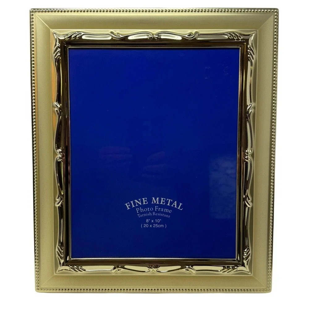 Vintage Gold Tone Ornate Picture Frame 8x10 Velvet Back Tabletop Wall 1980s